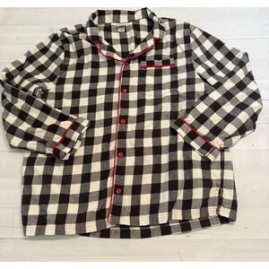 Hanna Andersson‎ black and white checkered flannel pajama top adult XL